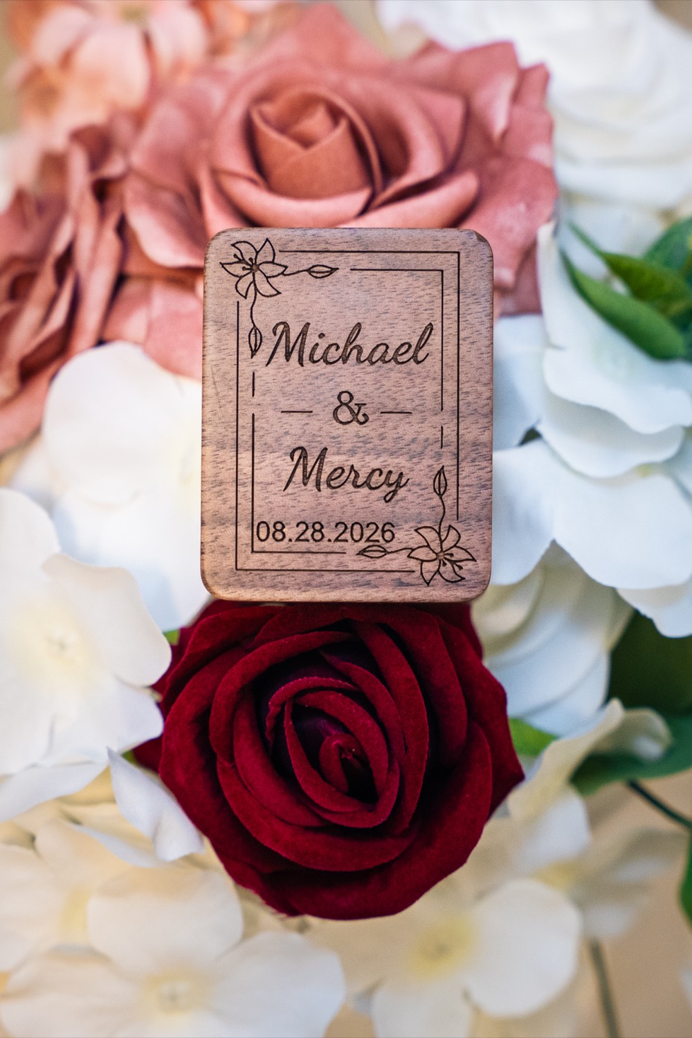 Rose and handwritten card from the day
